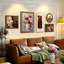 美式装饰画法式复古组合画小众艺术轻奢客厅沙发背景墙挂画高级感