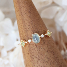 复古小众文艺设计海蓝宝石戒指女时尚个性轻奢百搭高级感开口指环