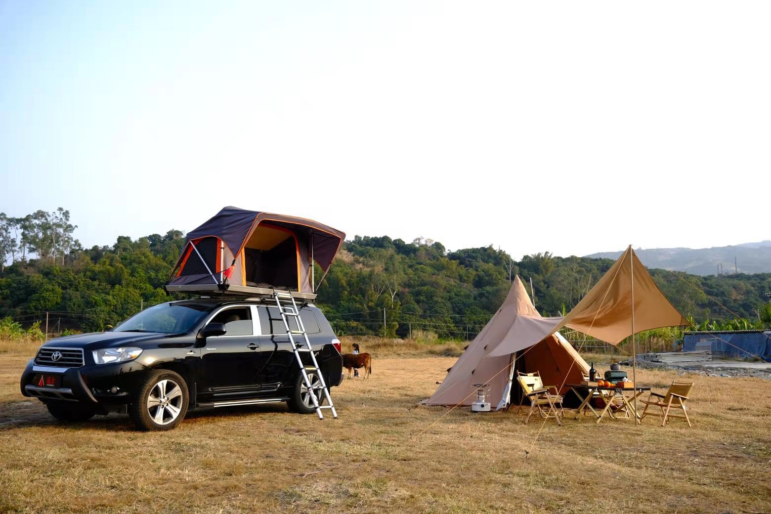 远古自动软顶车顶帐篷液压稳定户外露营越野自驾西藏新疆穿越防雨