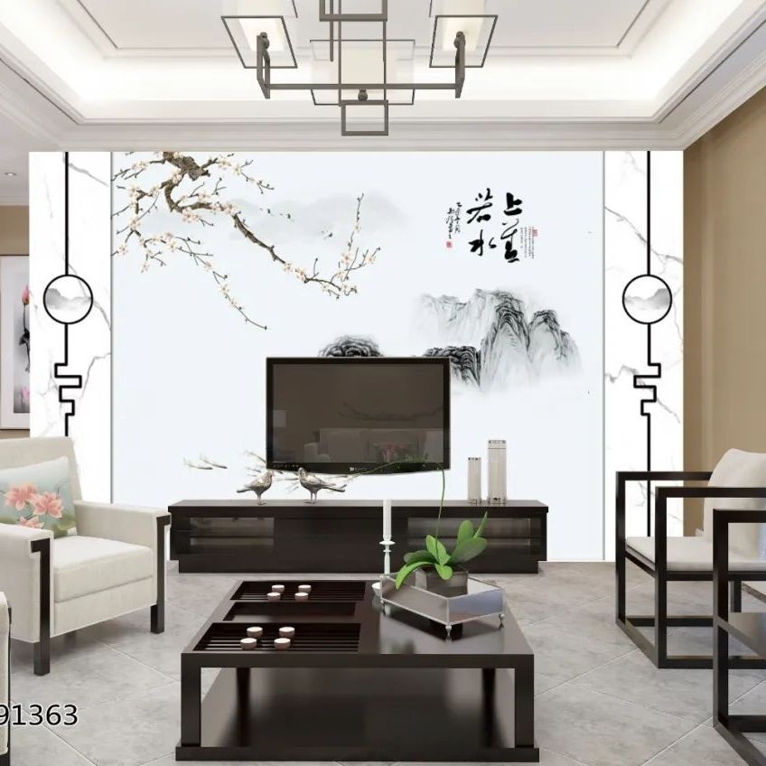 岩板图案墙面电视墙背景墙立体瓷砖大理石影视墙石材瓷砖山水