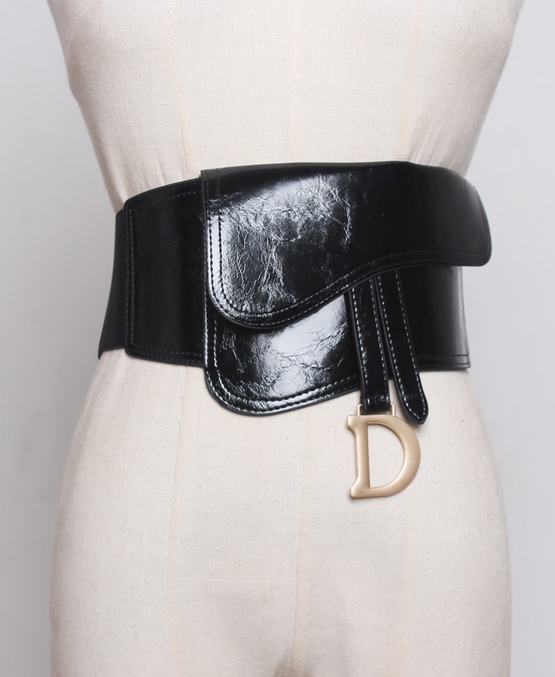 2021秋冬明星网红同款马鞍皮腰封 弹力松紧复古超宽版腰带皮带