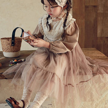 2024春款草莓珊韩国童装儿童女童女孩蕾丝网纱收腰仙女连衣裙现货