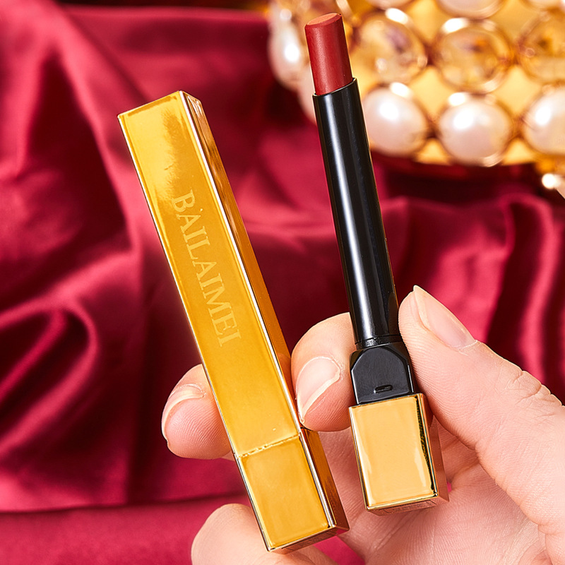佰莱美小金条细管口红保湿滋润持久不掉色不沾杯丝绒雾面唇膏批发