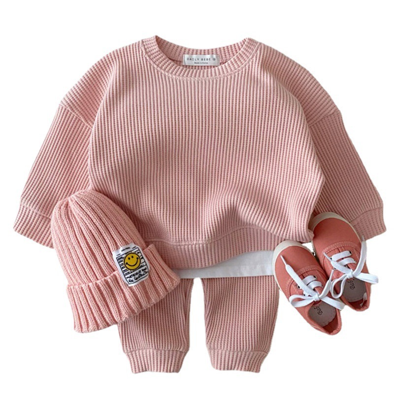 Baby Clothes Korean Style Baby Clothes Knitted Suit Newborn Clothes Baby Autumn Cute Long Sleeve Two-Piece Suit