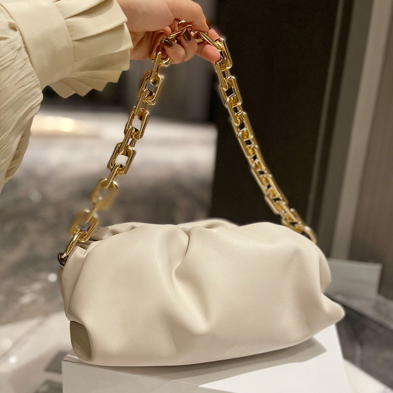 bv divani云朵包软皮编织褶皱链条包手拿单肩腋下包水饺包