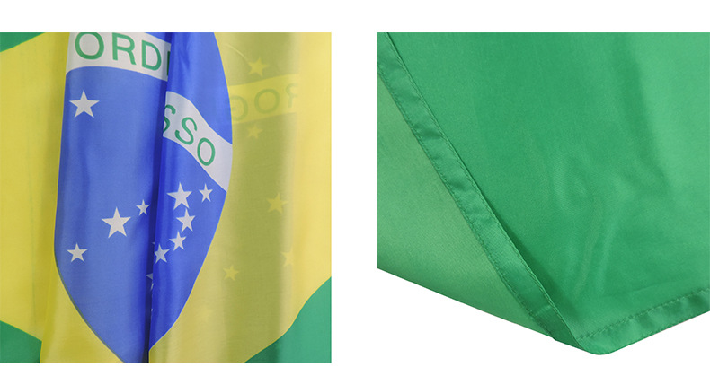 3x5 ft绿黄蓝印花巴西国旗 90x150cm可折叠世界杯国旗4号大旗旗帜