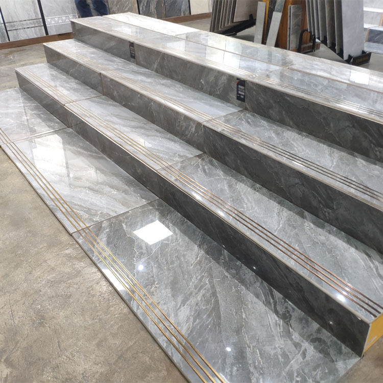 金丝釉通体灰色楼梯砖1200x470星空釉踏步砖原槽原釉客厅梯级地砖