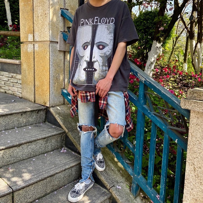 fog fear of god风格vtg白鬼短袖vintage高街自然水洗做旧t恤宽松