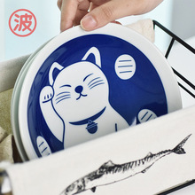 西海波佐见烧日本进口可爱创意盘子礼盒套装陶瓷中盘三件餐盘菜碟