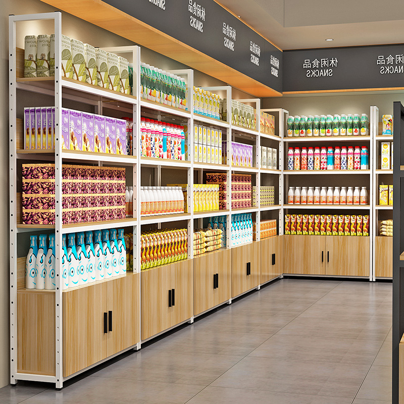 超市货架置物架多层展示柜小卖部便利店食品饮料单双面中岛展示架