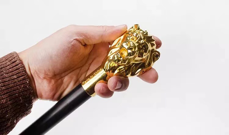 雄狮文明棍cos创意万圣节表演权杖金属狮子老人手杖英伦绅士拐杖