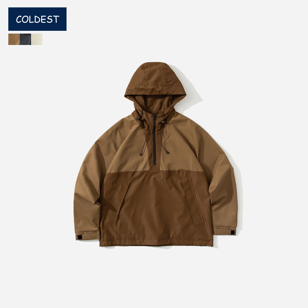 coldest男装|秋季复古工装甲板服连帽外套半拉链防泼水套头夹克