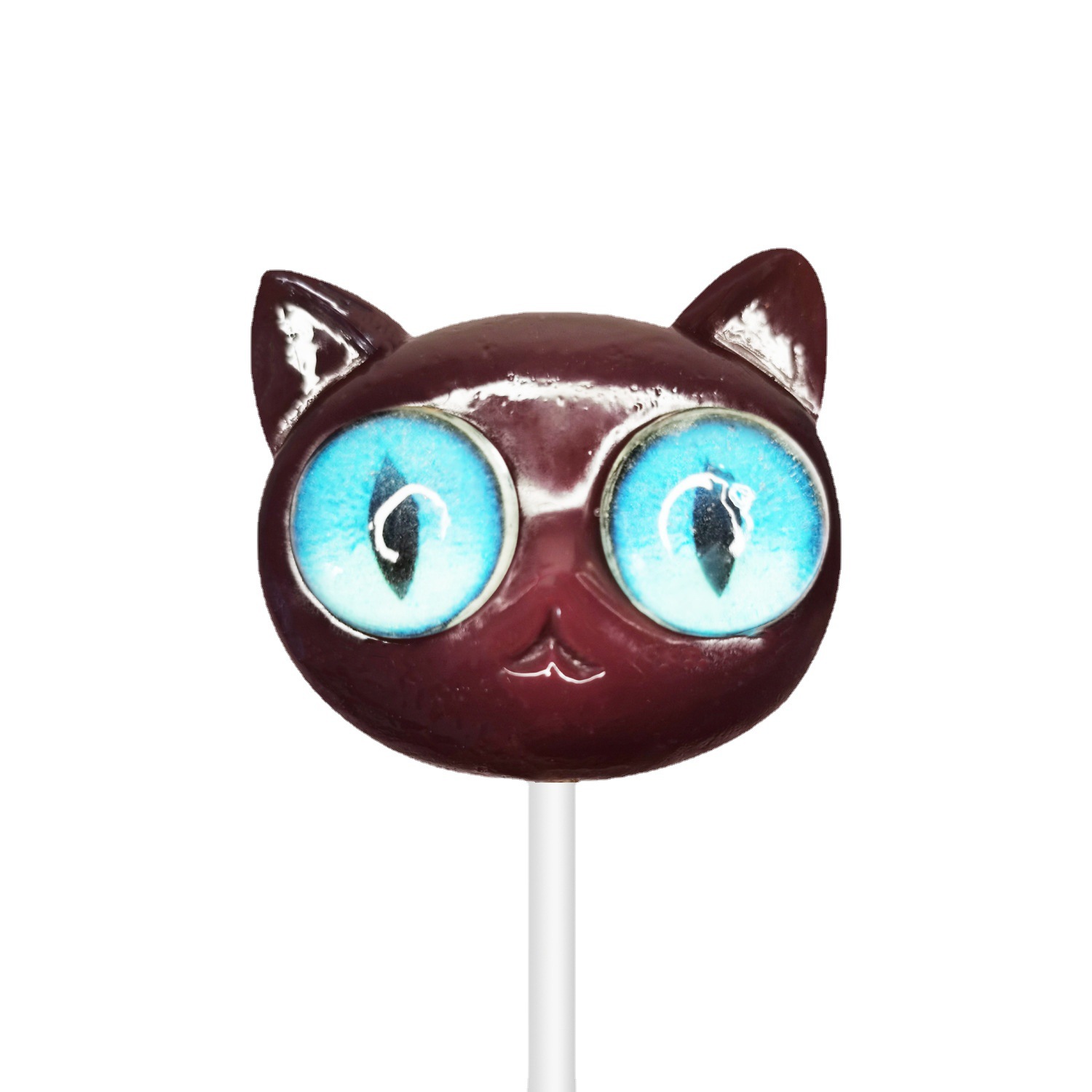 马卡龙小猫咪立体眼球动物无蔗糖糖果卡通棒棒糖休闲小零食品批发