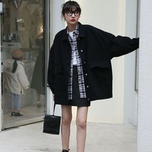 黑色工装外套女潮ins秋季韩版宽松学生百搭BF原宿风新款长袖上衣