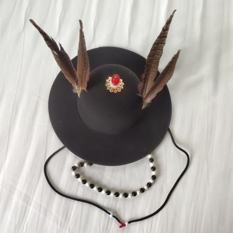 明制汉服男锦衣卫毛呢黑色大圆帽子圆领袍成人武侠剑客配饰飞碟盔