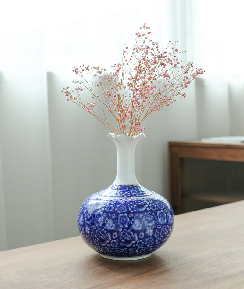 大号花瓶罐青花茶叶罐陶瓷大号储物罐家用防潮密封罐家居摆件