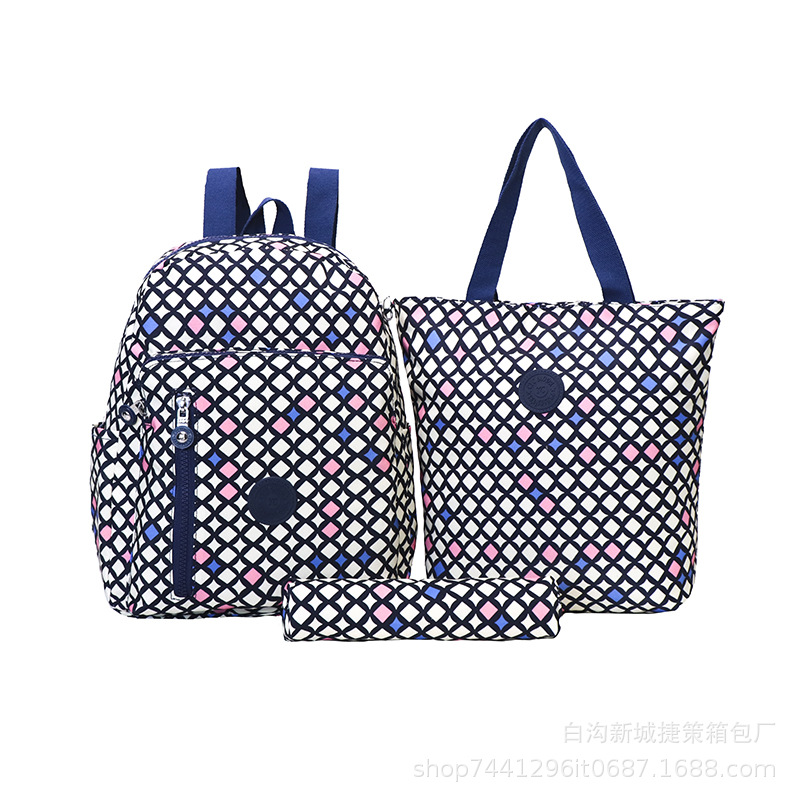 2024 New One Piece Dropshipping Pattern Cloth Backpack Fashion Three-Piece Set Backpack Large Capacity Schoolbag Travel Backpack