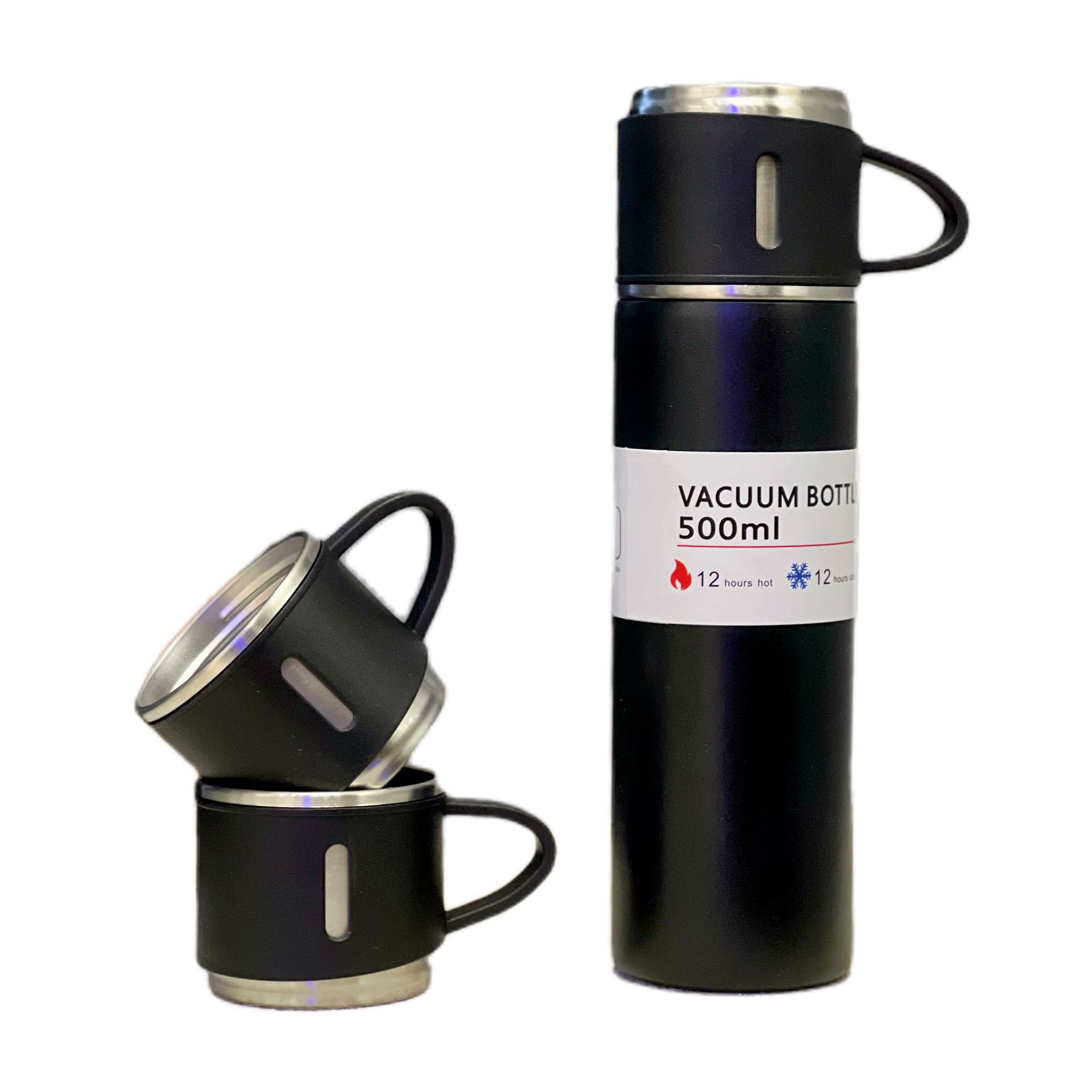 New 304 Stainless Steel Vacuum Cup One Cup Double Lid Portable Gift Set Business Office Gift Wholesale