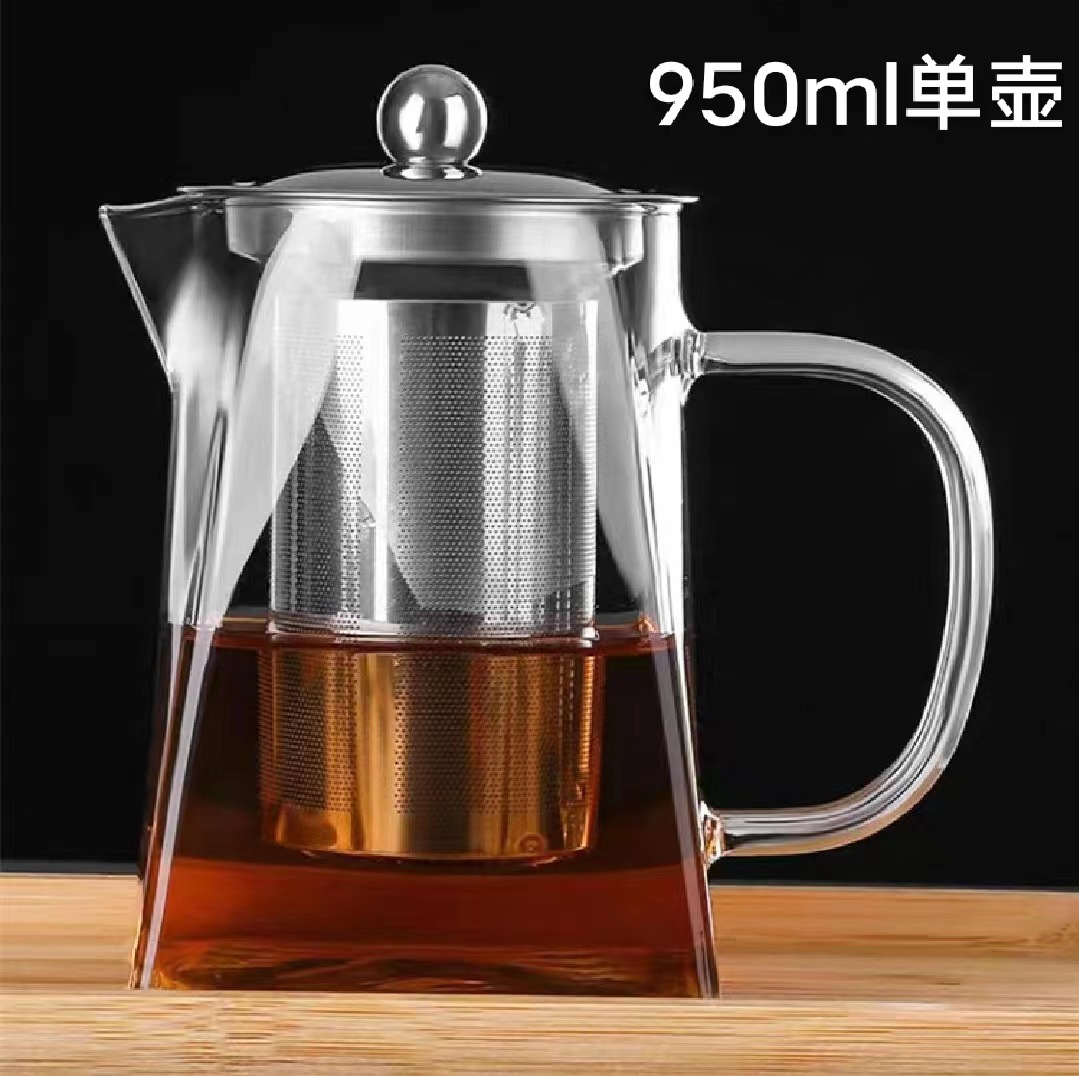 Square Glass Teapot Borosilicate Glass Pot Factory Wholesale Stainless Steel with Strainer Glass Pot Fair Mug Scented Teapot