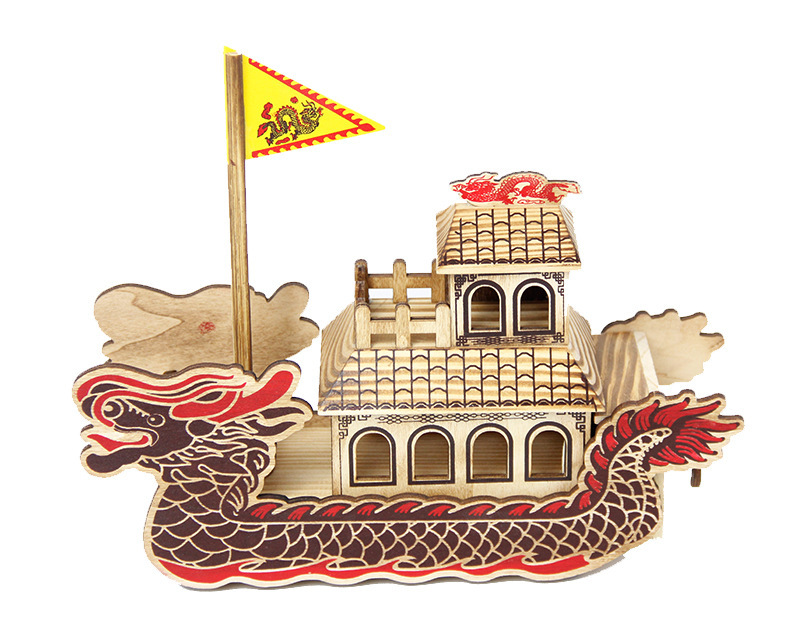 木质古风龙舟工艺品摆件传统玩具 音乐龙舟模型地摊热销热卖批发