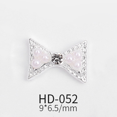 Nail Ornament Wholesale Bow Nail Beauty Alloy Ornaments Pearl Diamond Bow Nail Manicure Jewelry HD-049