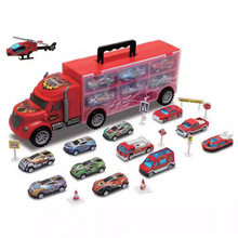 亚马逊跨境货柜车手提收纳货柜车玩具套装 运输车模型男孩玩具