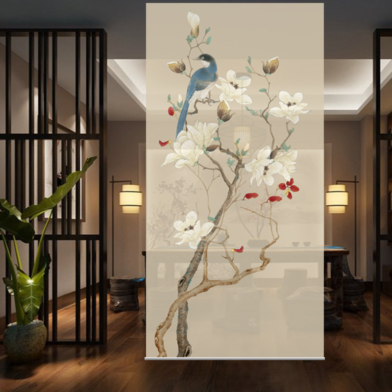 卷帘窗帘新中式挂帘客厅茶室玄关软隔断屏风帘电动手拉升降帘子