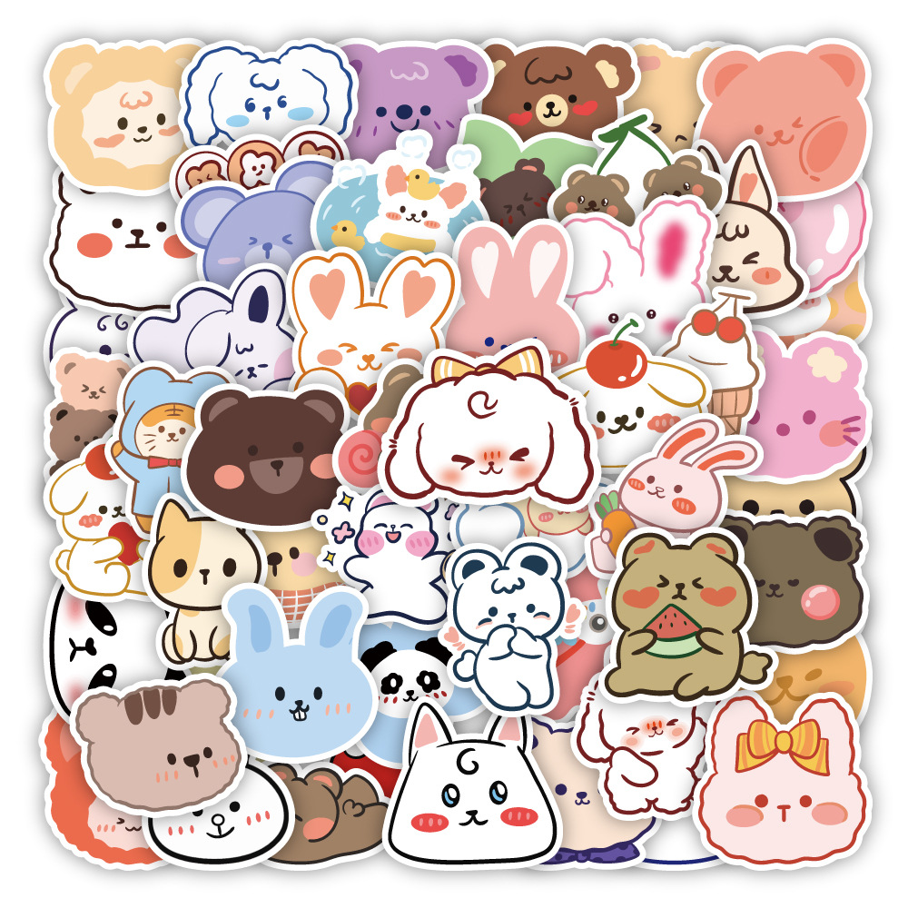 54张原创ins可爱小熊贴纸韩国小熊贴纸手帐手机壳装饰防水小贴画