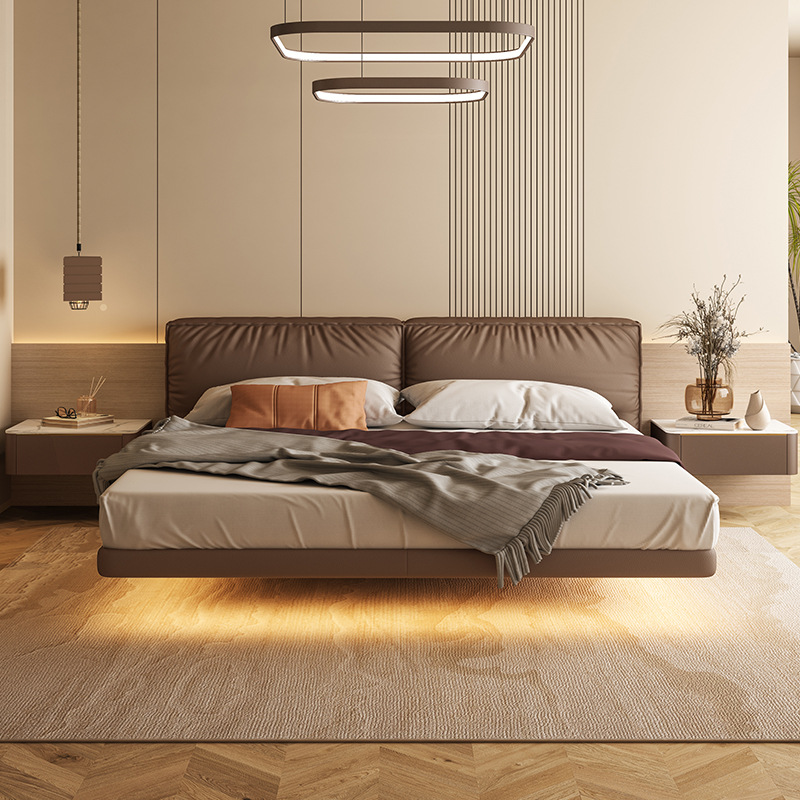 现代简约红色皮床