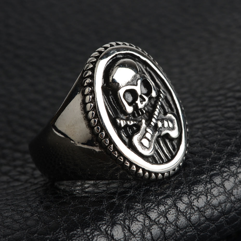 欧美时尚个性骷髅头戒指男士钛钢鬼头戒指