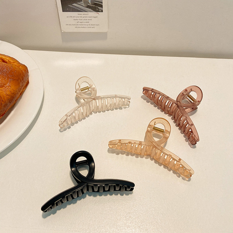韩国ins风极简磨砂透明曲线法式抓夹大号盘发后脑勺鲨鱼夹发夹女