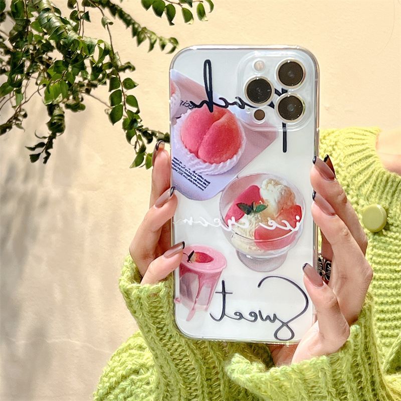 ins雪糕桃子适用苹果14/13promax手机壳少女iphone12/11透明壳xs