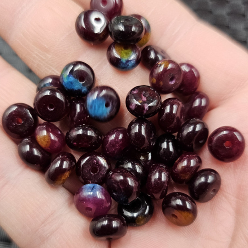 红绿宝玉扣算盘珠玉石散珠鸡血红石英岩玉隔片隔珠手链项链饰品珠