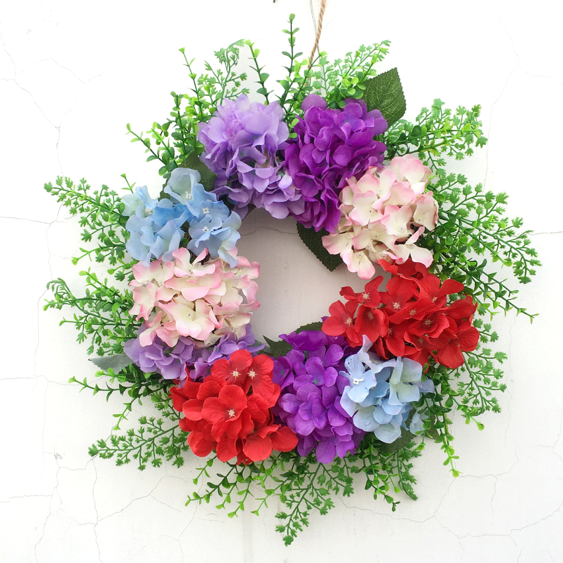 仿真绣球花环圣诞节家居装饰西式节日花环门饰结婚礼布置跨境货源