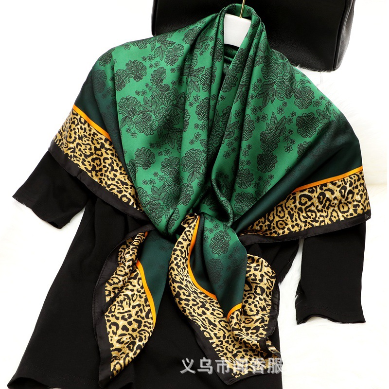 Spring New Large Kerchief 110cm Tensili Brocade Scarf Women's Silk Shawl Elegant Appearance Sunscreen Scarf