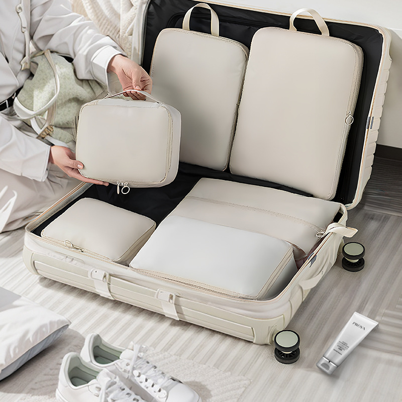 新款记忆布旅行伸缩六件套行李箱衣物收纳整理袋洗漱用品整理包