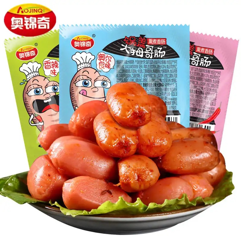 奥锦奇大拇哥肠零食玉米肠烤香肠热狗肠整箱火腿肠拇指肠小吃批发