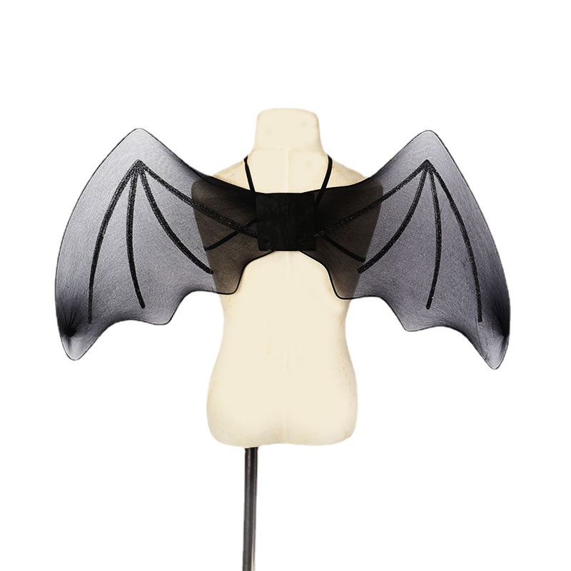 Zilin Cross-Border Amazon Halloween Party Performance Props Cos Demon Wings Black Silk Screen Bat Wings