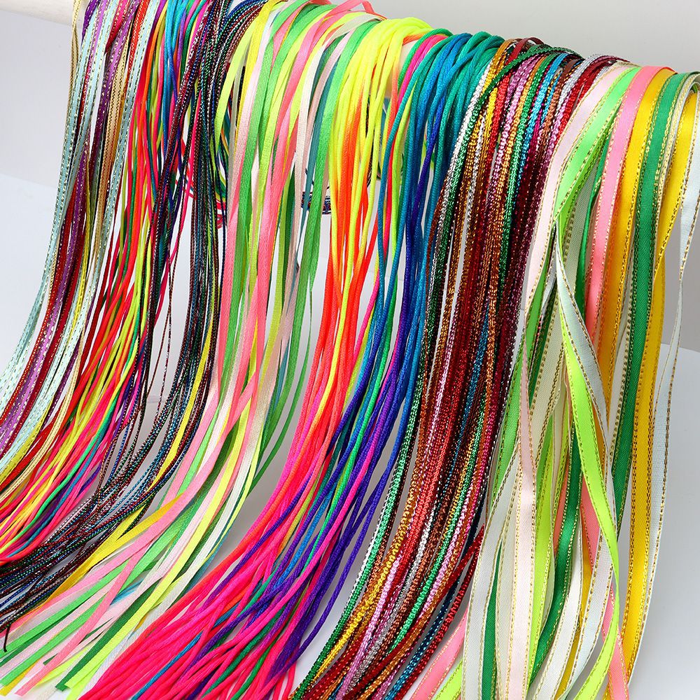 编发彩绳七彩色儿童编发绳马尾彩带森系头饰混色