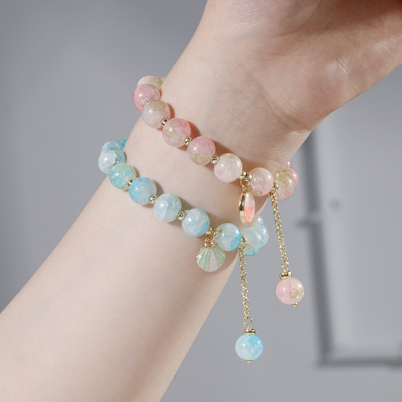 琉璃水晶手链渐变冰裂珠串珠手链甜美可爱学生手链女夏日百搭手串