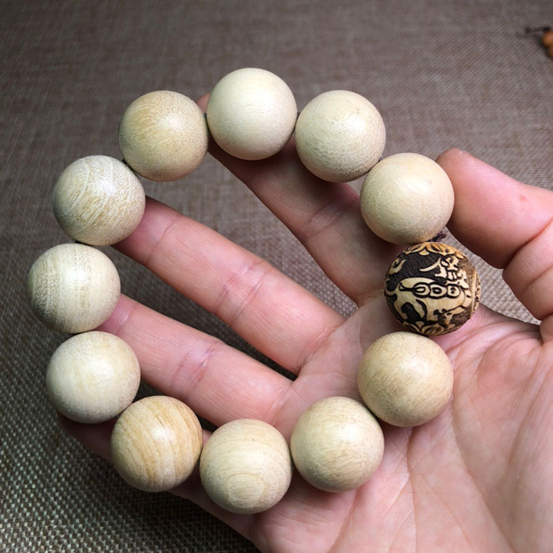 20mm香樟木貔貅款手串木质念珠佛珠手链文玩首饰品原木桶珠自然香