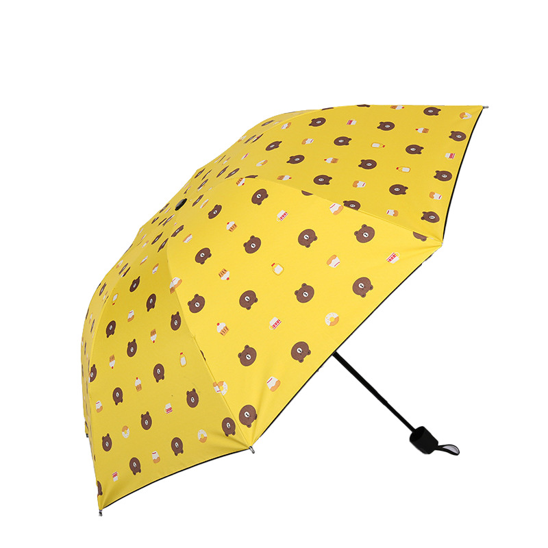 Full-Automatic Bear Umbrella Vinyl Sun Protective Umbrella Three Folding Sun Umbrella Children's Umbrella Wholesale