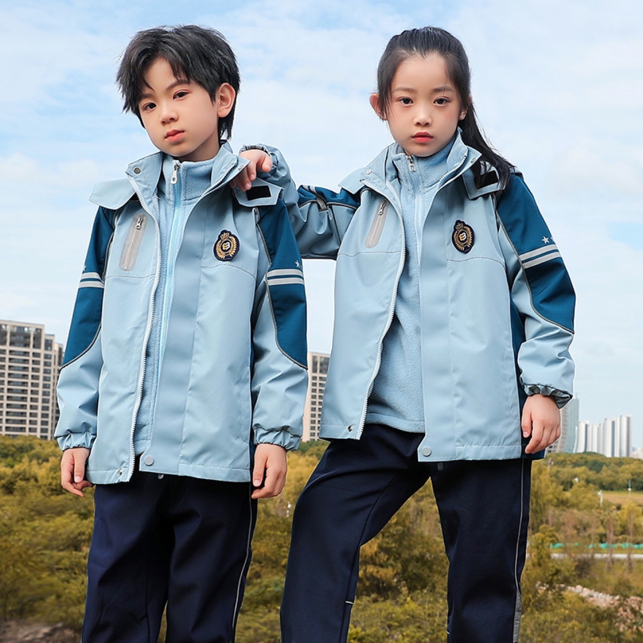 小学生冲锋衣校服户外可拆卸三件套秋冬季幼儿园园服儿童春秋班服