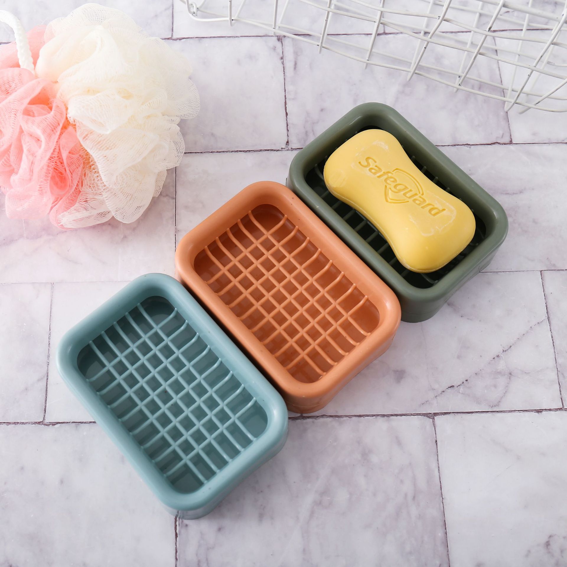 批发双层镂空卫生皂盒沥水网格pp香皂盒便携双格旅行肥皂盒