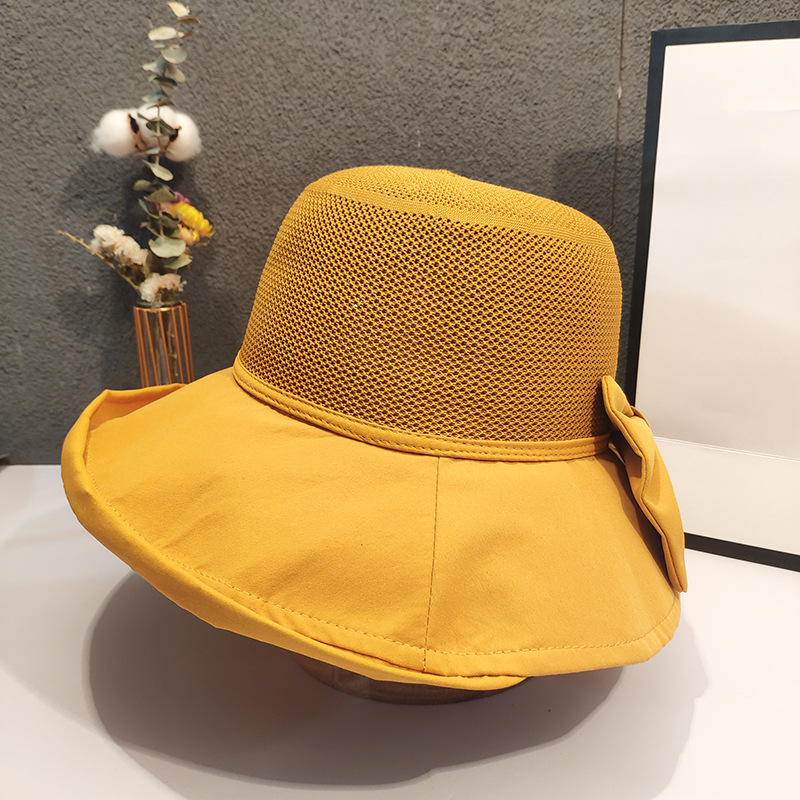 遮阳帽女防晒帽卷边夏季骑车草帽镂空网太阳帽大沿渔夫帽一件代发