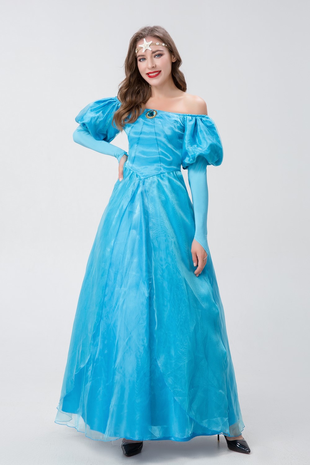 万圣节舞台演出服灰姑娘一字肩辛德瑞拉公主裙夜店角色扮演服装