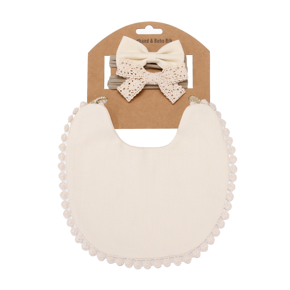 Ins Popular Maternal and Child Supplies Baby Bib Soft Bamboo Fiber Cotton Kids' Bib Solid Color Bib Headband Cover