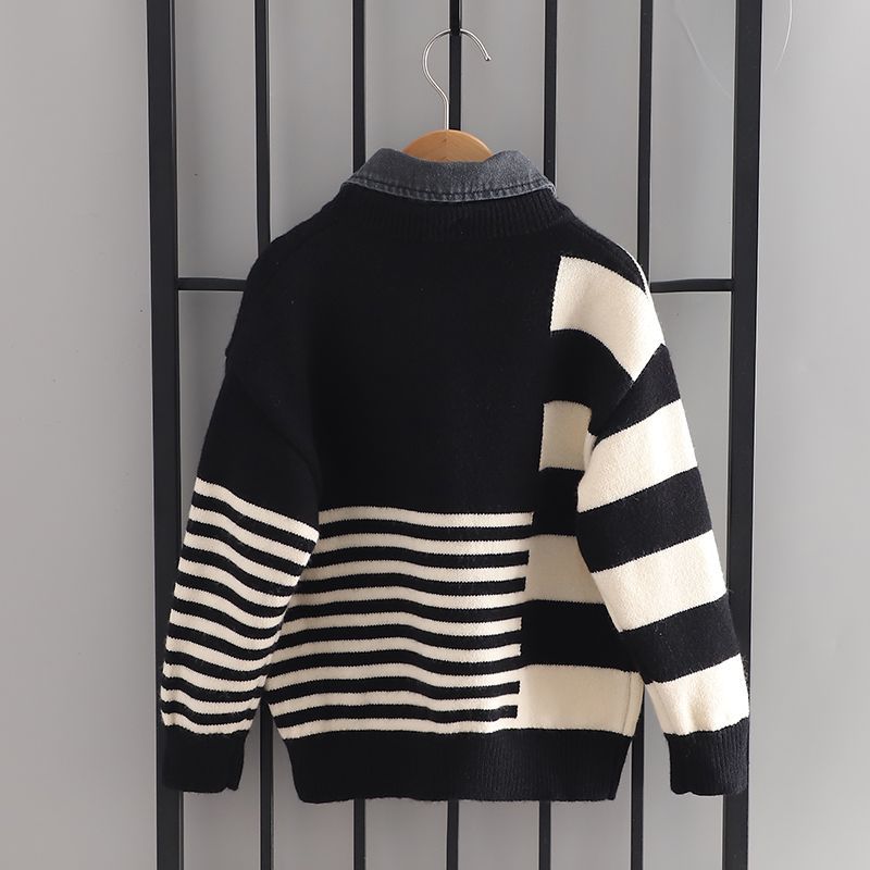 童装男童套头毛衣2024新款洋气宝宝加厚针织衫儿童百搭休闲打底衫