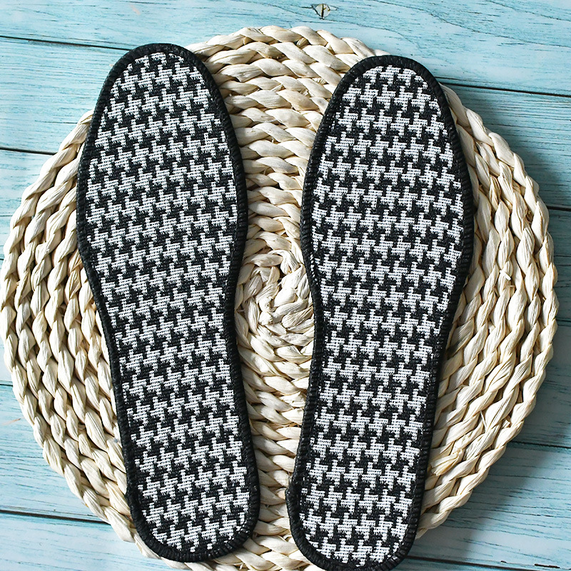 男女鞋垫柔软舒适透气千鸟格花布鞋垫吸汗透气竹炭防臭四季鞋垫