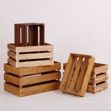 实木收纳箱木条箱超市陈列展示木箱子收纳筐装饰摄影道具木框箱